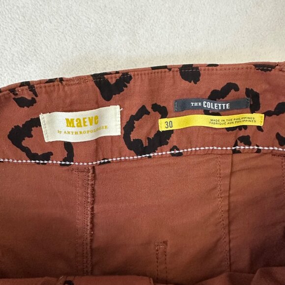 Maeve Anthropologie The Colette Wide Leg Crop Pants Size 30 Cheetah Print - Picture 3 of 11